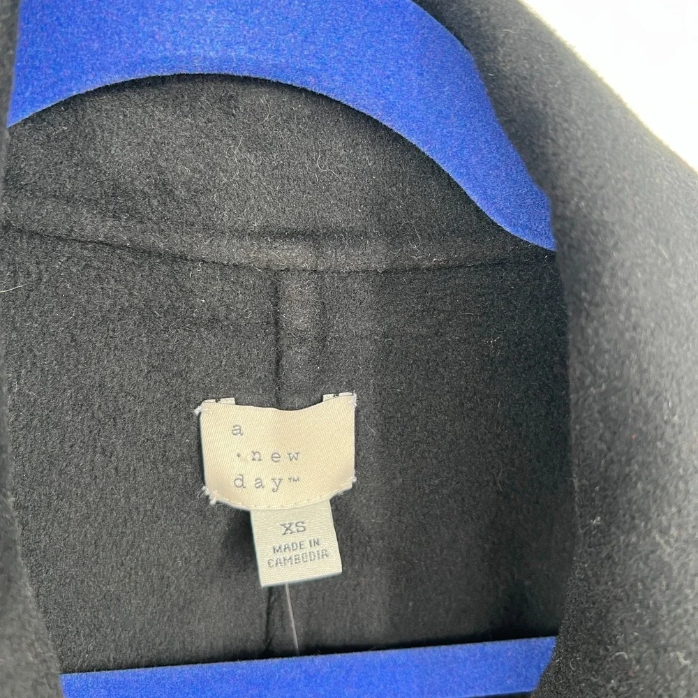 NWT A New Day black felt trench coat jacket Fall BTS jacket minimalist XS